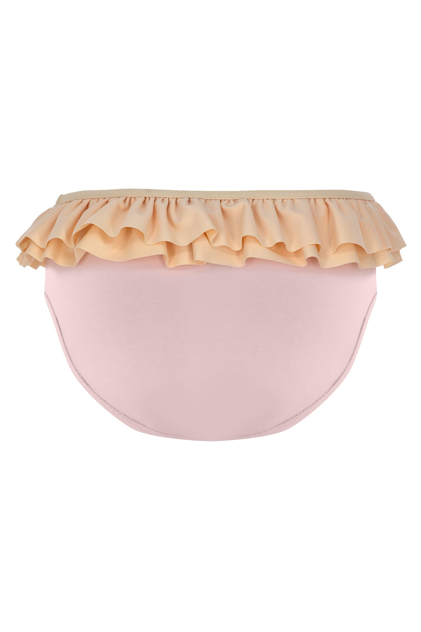 Pink and Beige Bikini Bottom with frills & UPF 50+ & Recycled Fabric