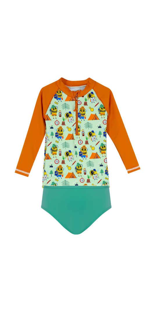 Beebee Temalı Set | Uzun Kollu Üst | Bikini Altı | UPF 50+ | Geri Dönüştürülmüş Kumaş